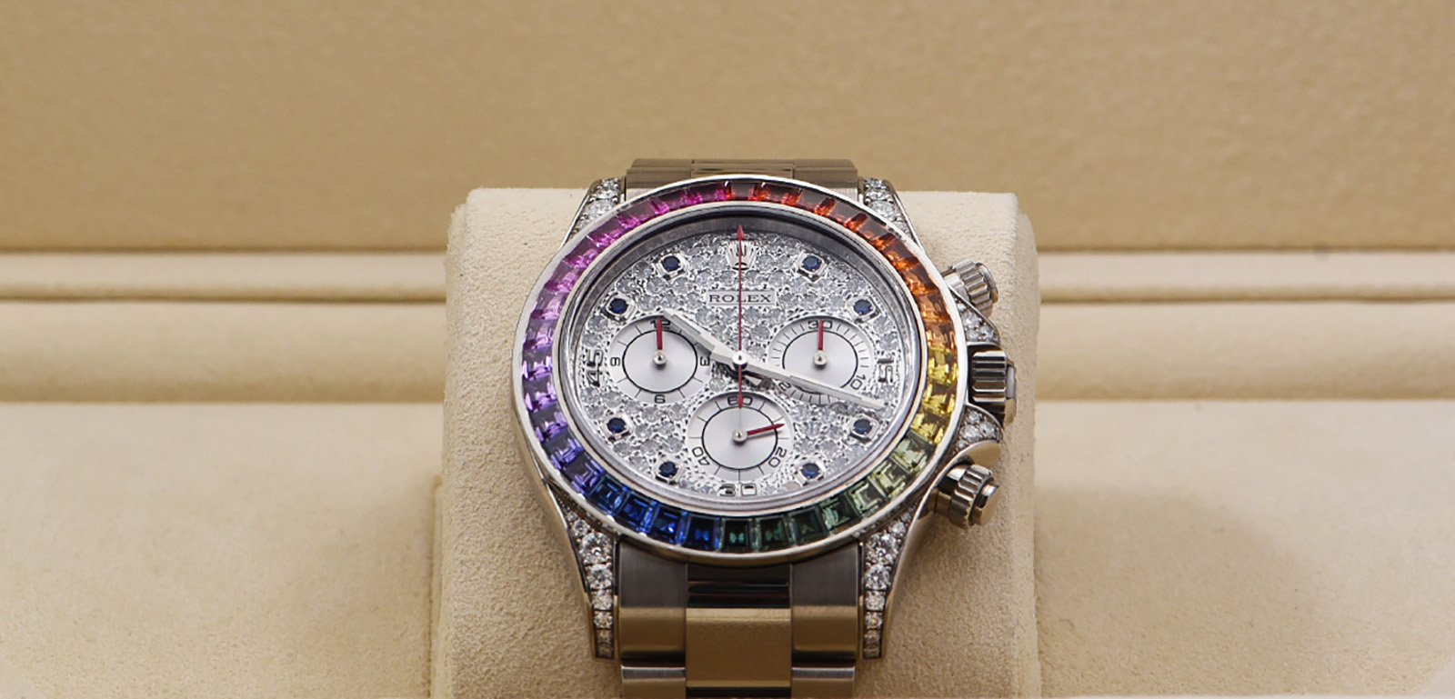 rolex daytona white gold rainbow