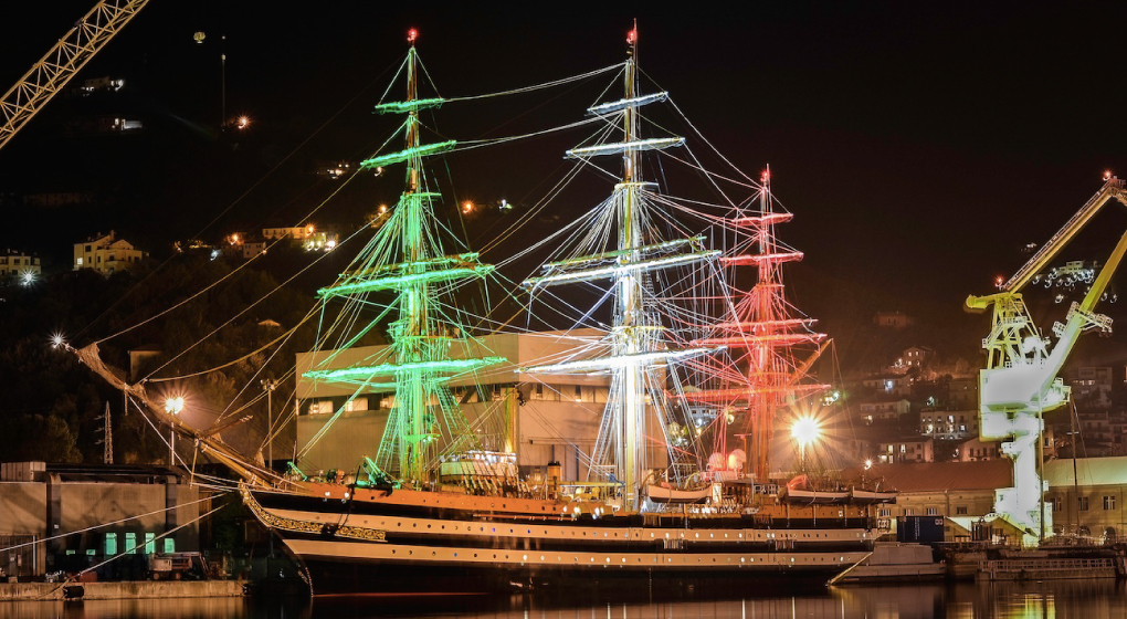 Amerigo Vespucci with the Italian Flag colors