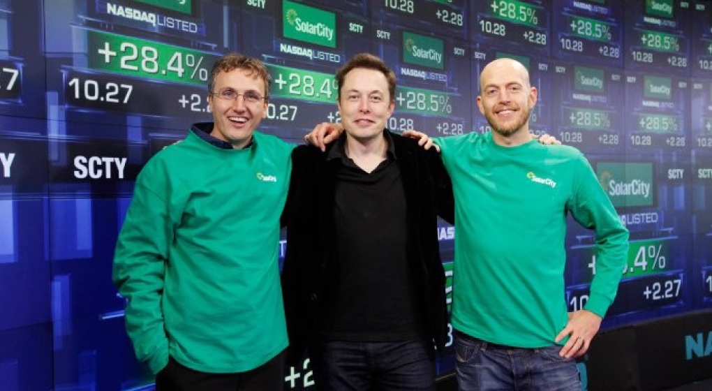 Elon Musk with Solar City team