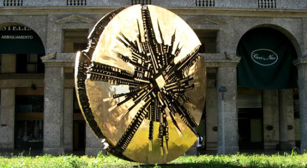 Artist Arnaldo Pomodoro sculpture